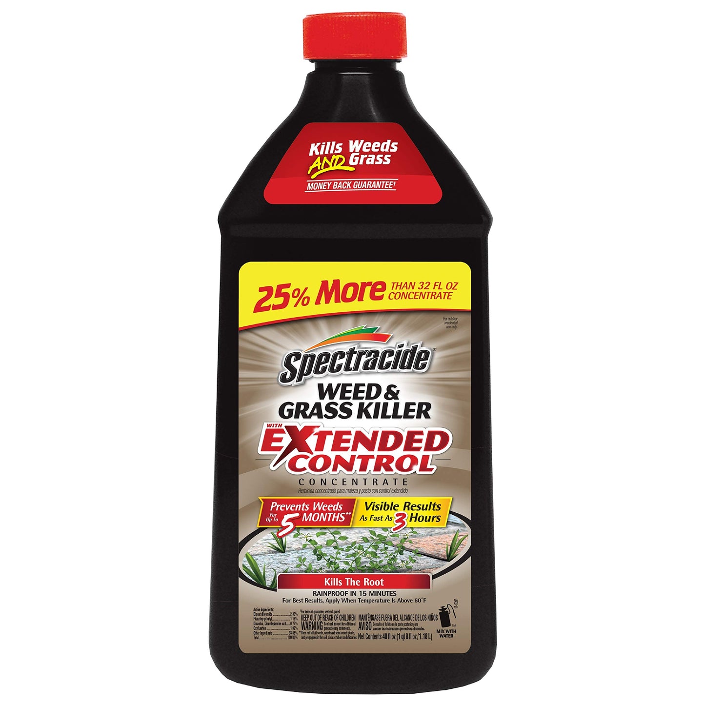 Spectracide Weed & Grass Killer With Extended Control Concentrate, Extended Weed And Grass Control, Prevents Weeds Coming Back, 40 fl Ounce