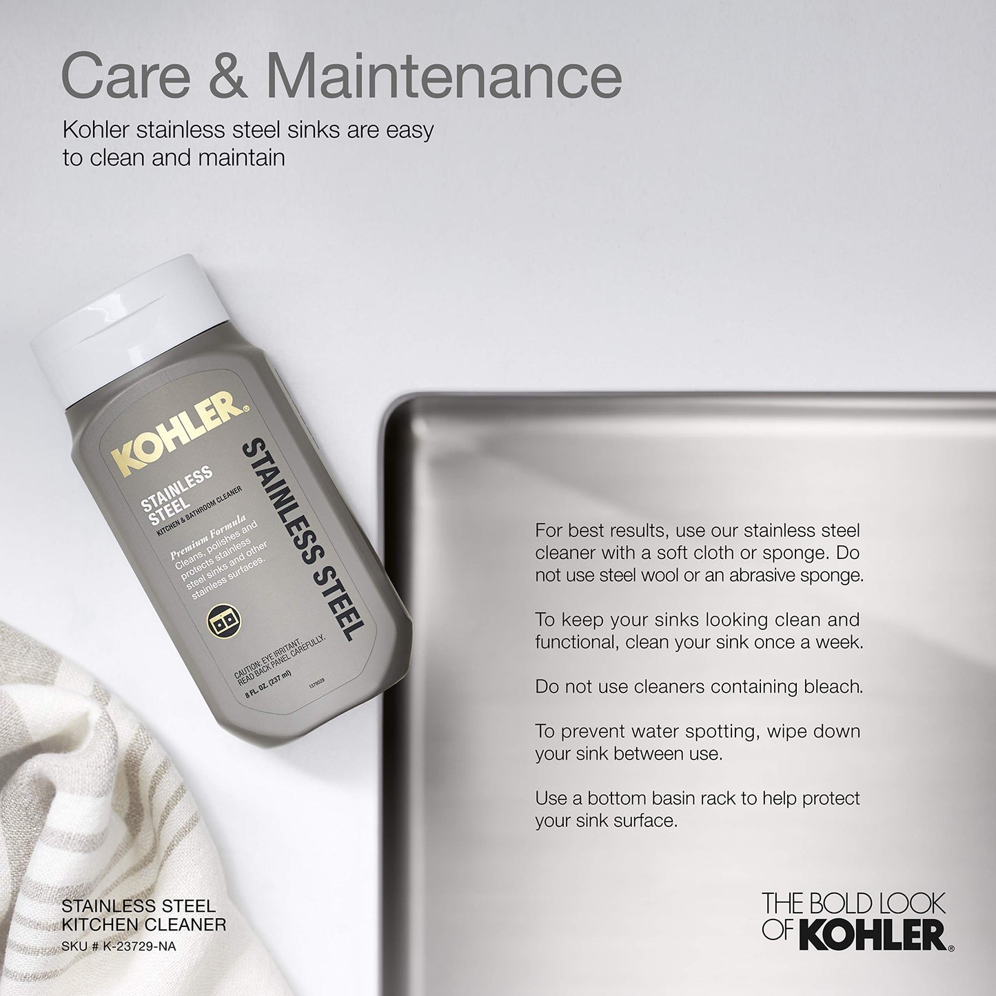 KOHLER K-3166-NA Undertone Triple-Basin Undercounter Kitchen Sink, Stainless Steel - Like New