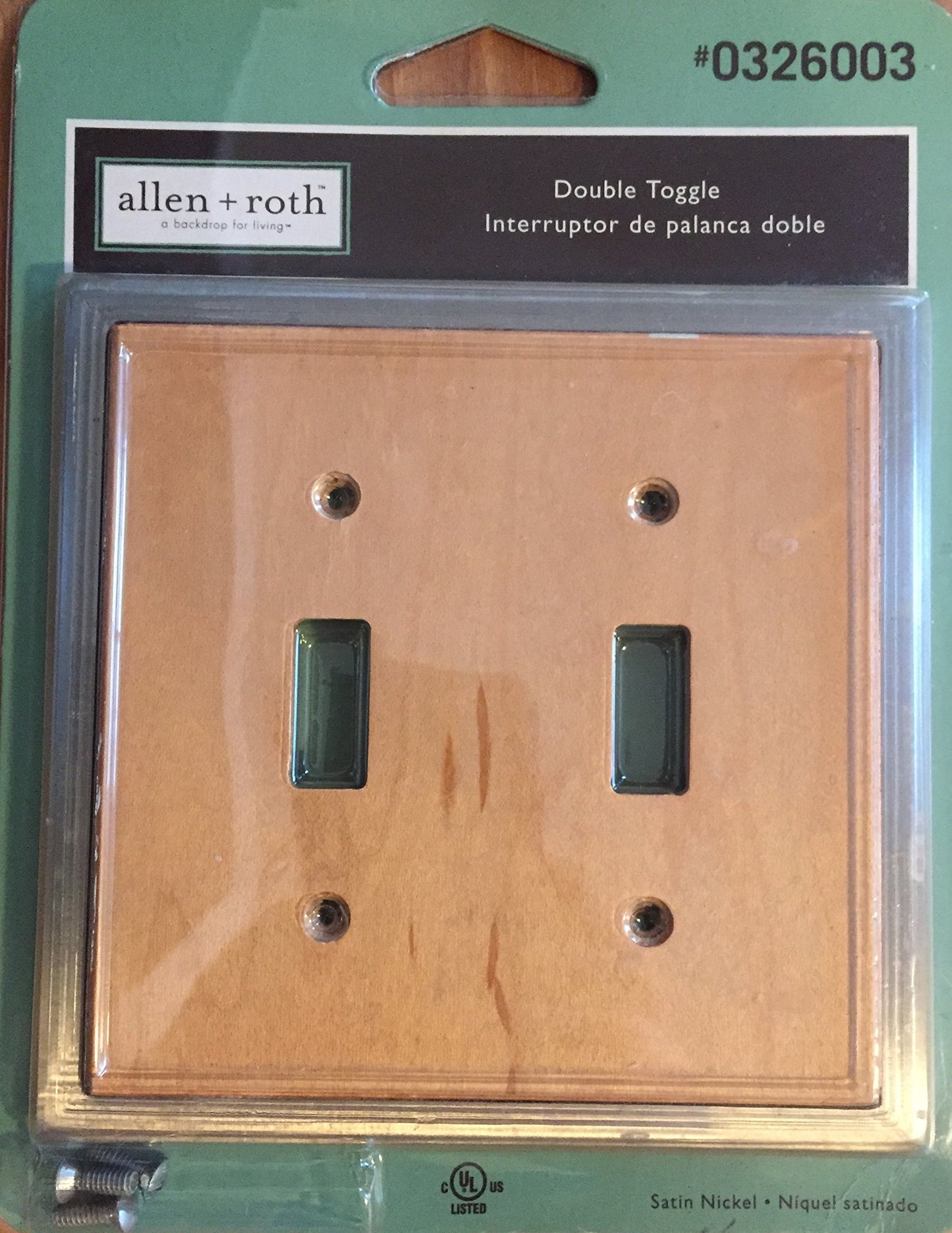 Allen + Roth Double Toggle Light Switch Plate Satin Nickel Finish - Like New