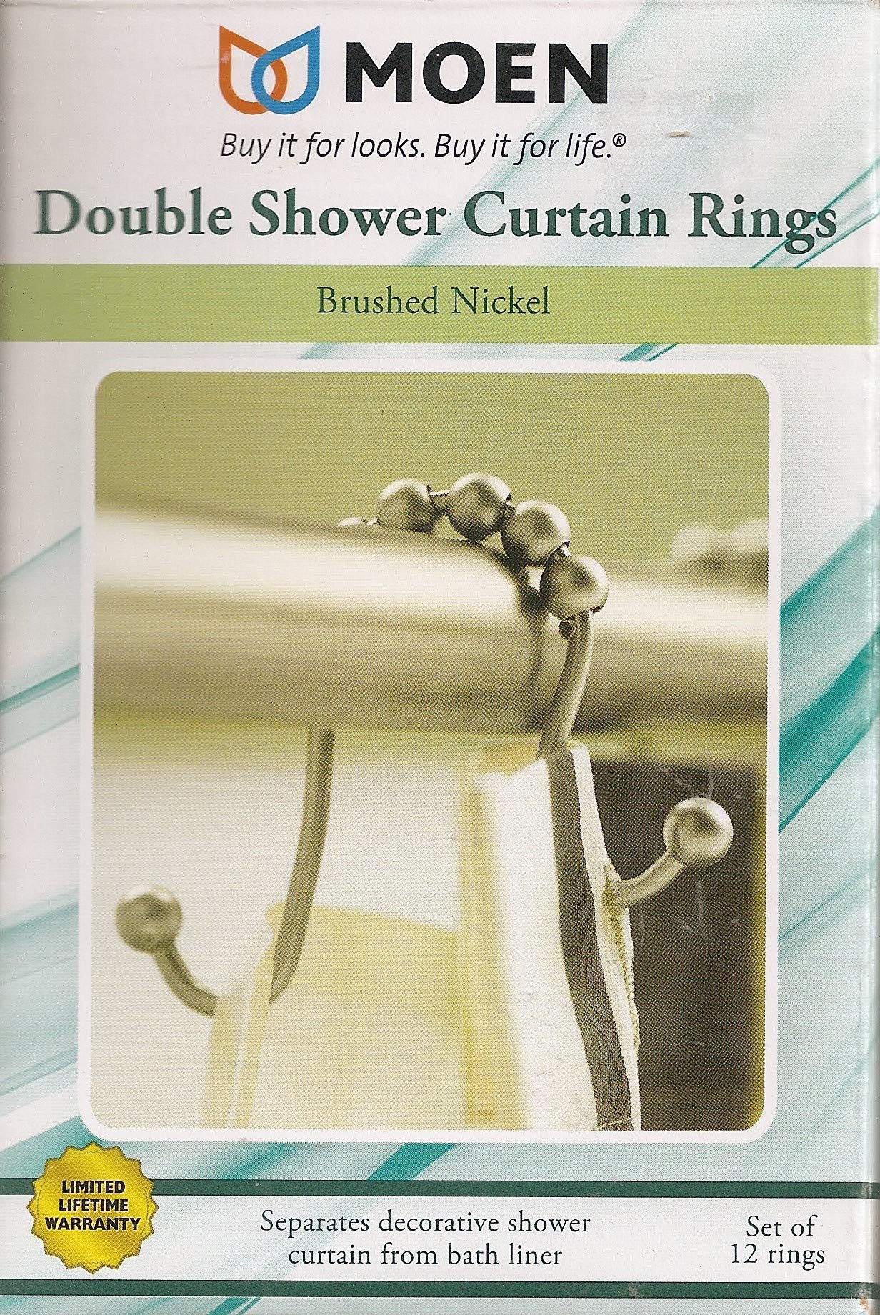 Moen Double Shower Curtain Rings - Brushed Nickel