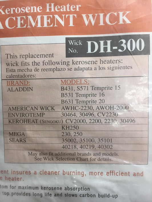 DuraHeat Kerosene Heater Replacement Wicks DH-300R iTEM #34410 Model # DH300 UPC# 013204003005