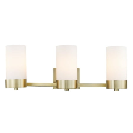 Globe Electric Marcie 3-Light Matte Brass Vanity Light with Frosted Glass Shades  51616
