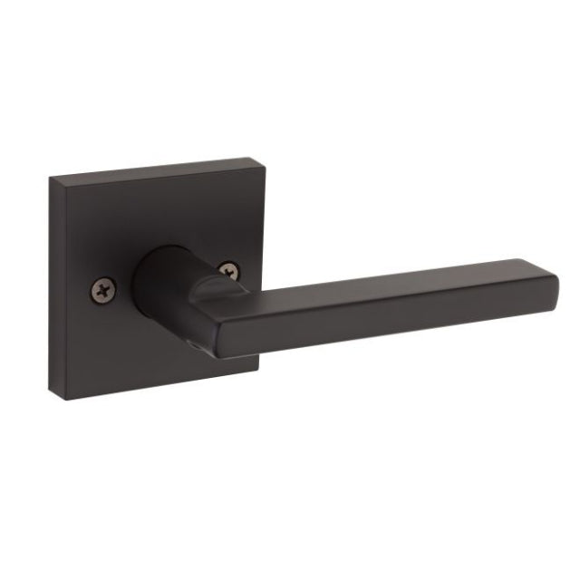 Kwikset Halifax Lever with Square Rose Trim in Iron Black