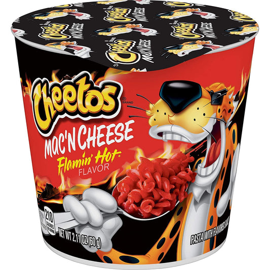 Cheetos Flamin' HOT Mac-N-Cheese (Individual Cup 2 Ounces Each) Pack of 6 Cups